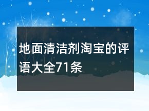 地面清潔劑淘寶的評(píng)語大全71條