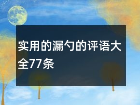 實(shí)用的漏勺的評(píng)語大全77條