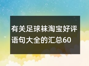 有關(guān)足球襪淘寶好評語句大全的匯總60條