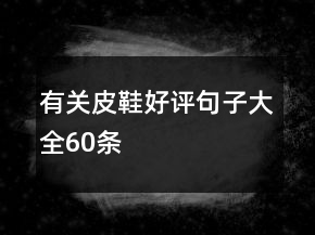 有關(guān)皮鞋好評(píng)句子大全60條