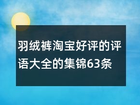 羽絨褲淘寶好評(píng)的評(píng)語大全的集錦63條