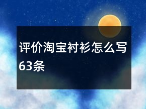 評(píng)價(jià)淘寶襯衫怎么寫63條
