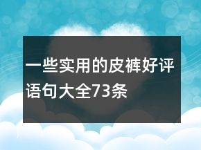 一些實(shí)用的皮褲好評(píng)語句大全73條