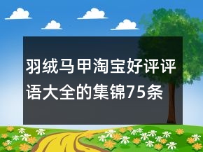 羽絨馬甲淘寶好評評語大全的集錦75條
