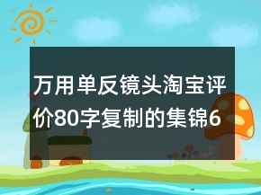 萬(wàn)用單反鏡頭淘寶評(píng)價(jià)80字復(fù)制的集錦68條