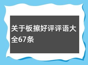 關(guān)于板擦好評評語大全67條