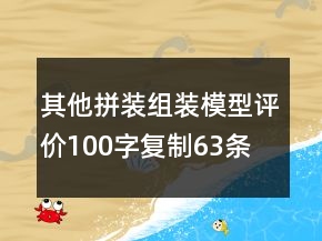 其他拼裝、組裝模型評價100字復(fù)制63條