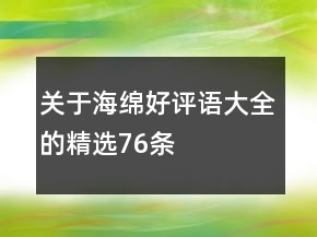 關(guān)于海綿好評(píng)語(yǔ)大全的精選76條