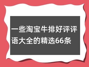 一些淘寶牛排好評評語大全的精選66條