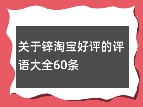 關(guān)于鋅淘寶好評(píng)的評(píng)語(yǔ)大全60條