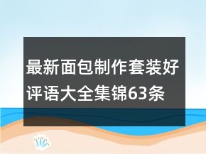 最新面包制作套裝好評語大全集錦63條