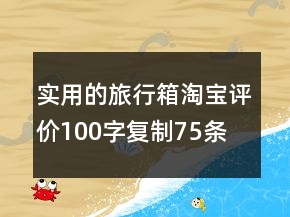 實用的旅行箱淘寶評價100字復(fù)制75條
