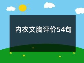 內(nèi)衣文胸評價54句