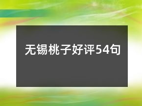 無錫桃子好評(píng)54句