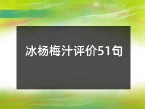 冰楊梅汁評(píng)價(jià)51句