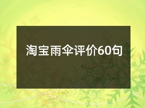 淘寶雨傘評價60句