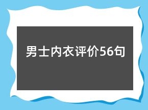 男士?jī)?nèi)衣評(píng)價(jià)56句