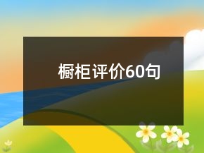 櫥柜評(píng)價(jià)60句