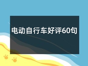 電動(dòng)自行車好評(píng)60句