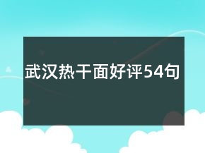 武漢熱干面好評54句