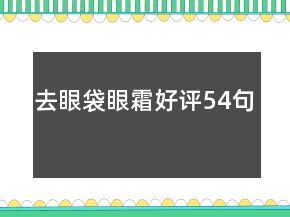 去眼袋眼霜好評54句