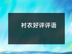 襯衣好評(píng)評(píng)語