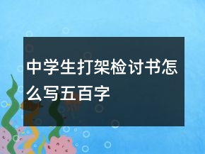 中學(xué)生打架檢討書怎么寫五百字