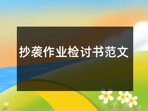 抄襲作業(yè)檢討書范文