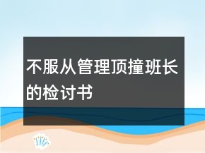 不服從管理頂撞班長的檢討書