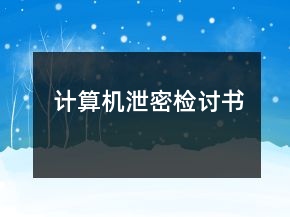 計(jì)算機(jī)泄密檢討書