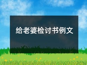 給老婆檢討書例文