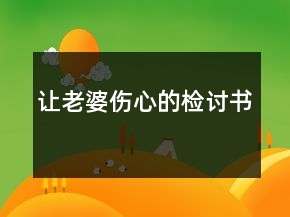 讓老婆傷心的檢討書