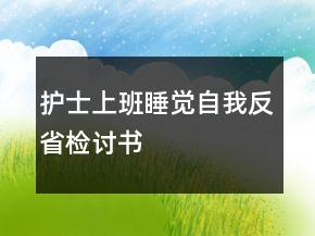 護(hù)士上班睡覺(jué)自我反省檢討書