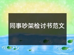 同事吵架檢討書范文