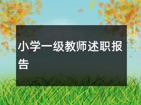 小學(xué)一級教師述職報告