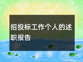 招投標(biāo)工作個(gè)人的述職報(bào)告