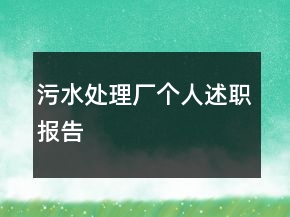 污水處理廠個(gè)人述職報(bào)告
