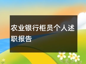 農(nóng)業(yè)銀行柜員個(gè)人述職報(bào)告