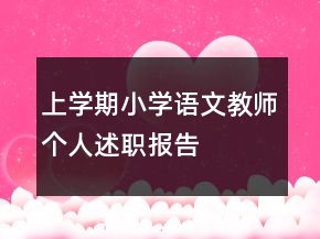 上學期小學語文教師個人述職報告