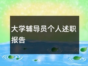 大學(xué)輔導(dǎo)員個(gè)人述職報(bào)告