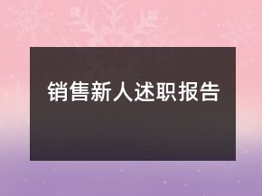 銷售新人述職報(bào)告