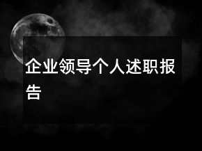 企業(yè)領導個人述職報告