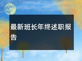 最新班長年終述職報告