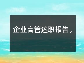 企業(yè)高管述職報(bào)告。