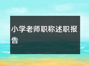 小學(xué)老師職稱述職報告