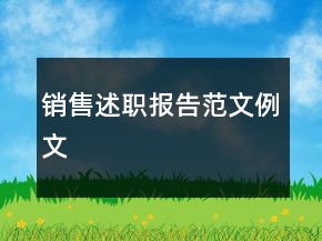 銷售述職報(bào)告范文例文