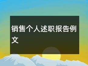 銷售個人述職報告例文