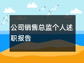 公司銷(xiāo)售總監(jiān)個(gè)人述職報(bào)告