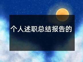 個人述職總結(jié)報告的