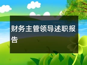 財務(wù)主管領(lǐng)導(dǎo)述職報告